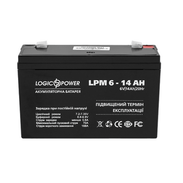 Акумуляторна батарея 6V 14Ah дитячого транспорту Logic Power 10164 фото