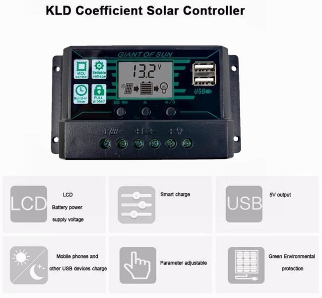 Контролер для сонячної панелі 20Ah 50V PWM 11455 фото
